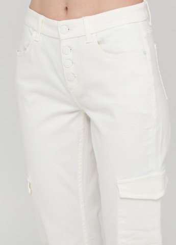 Белые джинсовые демисезонные карго, укороченные, зауженные брюки Comma