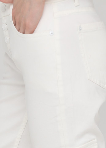 Белые джинсовые демисезонные карго, укороченные, зауженные брюки Comma