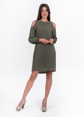 Серо-зеленое кэжуал платье Aniston однотонное