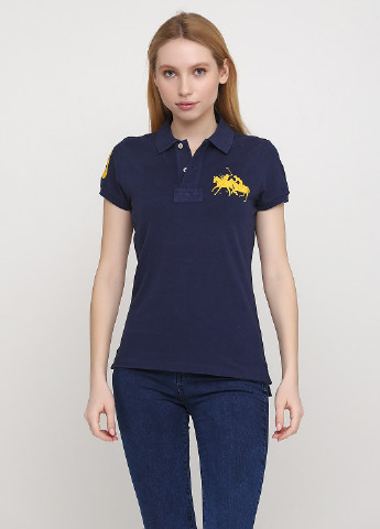 Женская темно-синяя футболка поло Ralph Lauren с логотипом