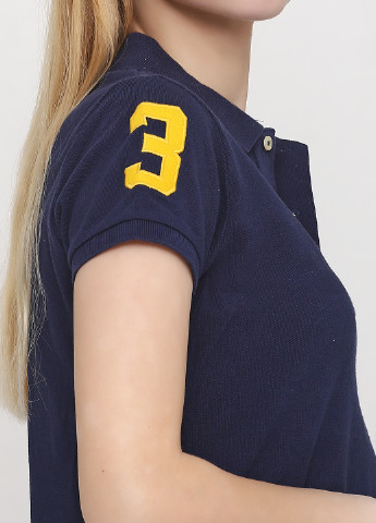 Темно-синяя женская футболка-поло Ralph Lauren с логотипом