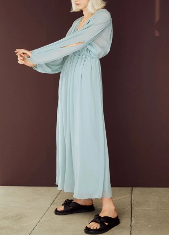 Мятное кэжуал платье H&M однотонное