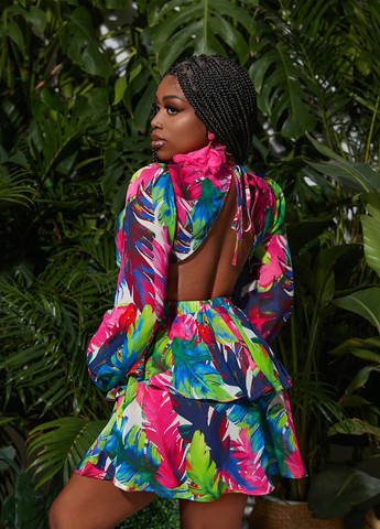 Комбінована кежуал сукня з відкритою спиною SHEIN з абстрактним візерунком