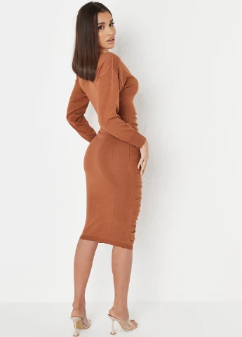Коричневое кэжуал платье футляр Missguided однотонное
