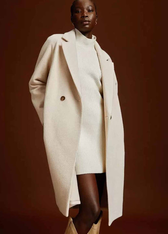 Светло-бежевое демисезонное Пальто двубортное H&M