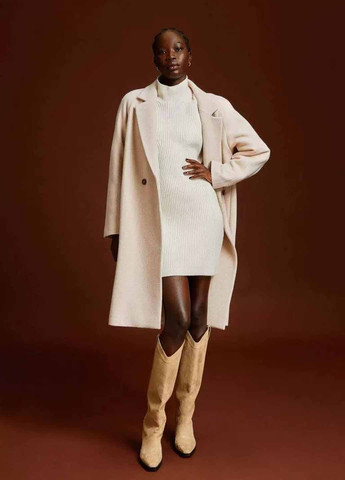 Светло-бежевое демисезонное Пальто двубортное H&M