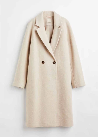 Светло-бежевое демисезонное Пальто двубортное H&M