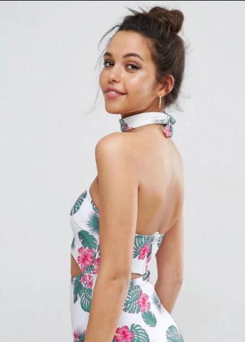 Білий літній цілісний купальник Asos