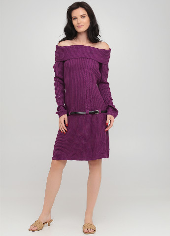 Сиреневое кэжуал платье платье-свитер CHD однотонное