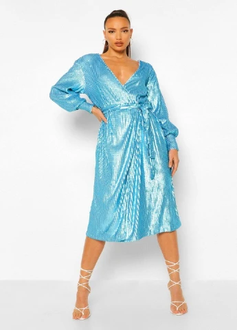 Блакитна вечірня плаття, сукня Boohoo однотонна