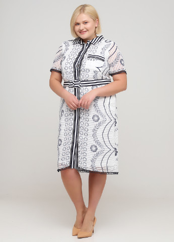 Білий кежуал комплект (плаття, пояс) сорочка Exxpose Line з орнаментом