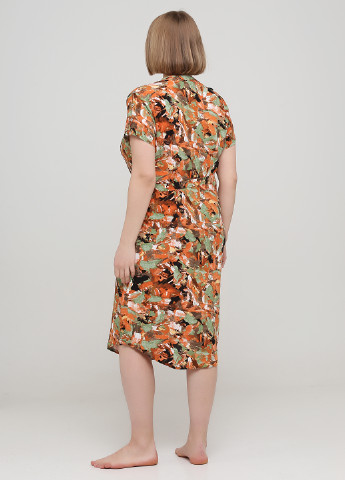 Терракотовое домашнее платье Juliet deluxe с абстрактным узором