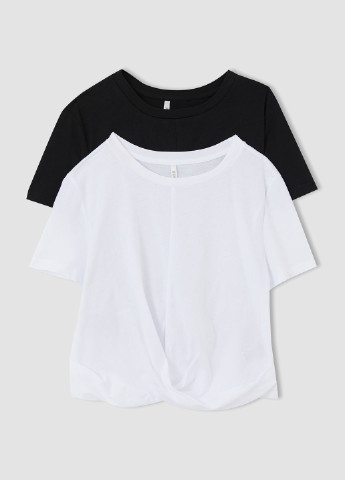 Черно-белая летняя футболка (2 шт.) DeFacto
