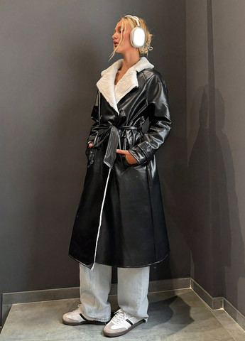 Черная демисезонная куртка куртка-пальто SHEIN