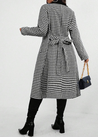 Черно-белое демисезонное Пальто двубортное SHEIN