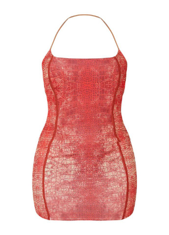 Червона коктейльна сукня футляр, з відкритою спиною PrettyLittleThing зміїний