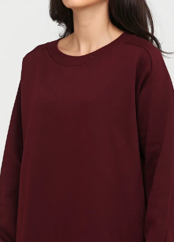 Бордовое кэжуал платье платье-свитшот, оверсайз Pull & Bear однотонное