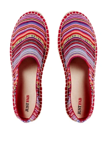 Розовые эспадрильи JustFab полоска без декора (22189120)