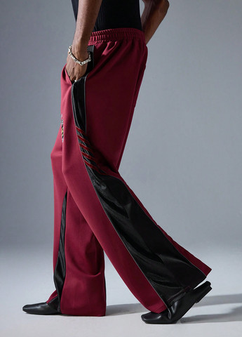 Бордовые спортивные демисезонные брюки SHEIN