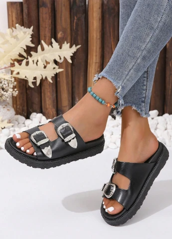 Черные шлепанцы SHEIN