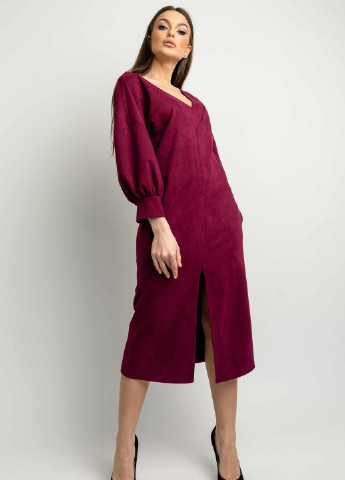 Бордовое кэжуал платье Ри Мари однотонное