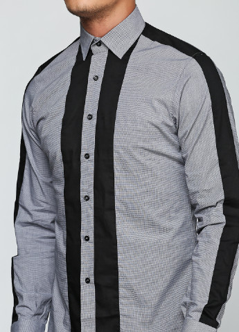 Серая кэжуал рубашка однотонная Moscanueva с длинным рукавом