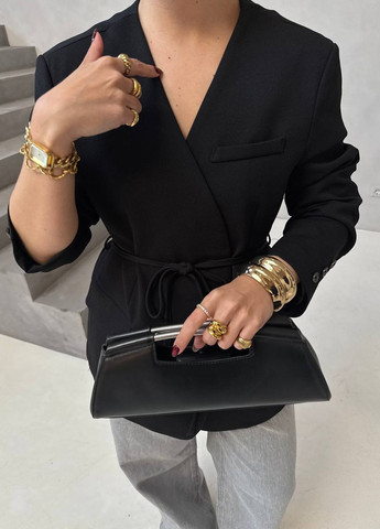 Черный женский жакет No Brand однотонный - демисезонный