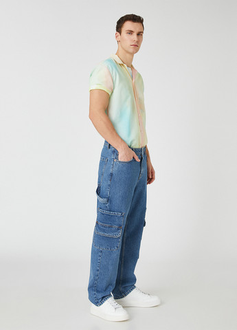 Синие демисезонные карго джинсы KOTON