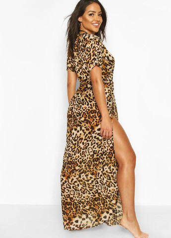 Бежевое кэжуал платье Boohoo леопардовый