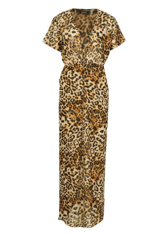 Бежевое кэжуал платье Boohoo леопардовый