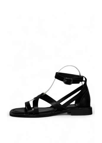 Черные босоножки Melanda.M с ремешком плетение