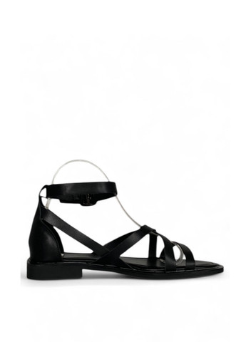 Черные босоножки Melanda.M с ремешком плетение