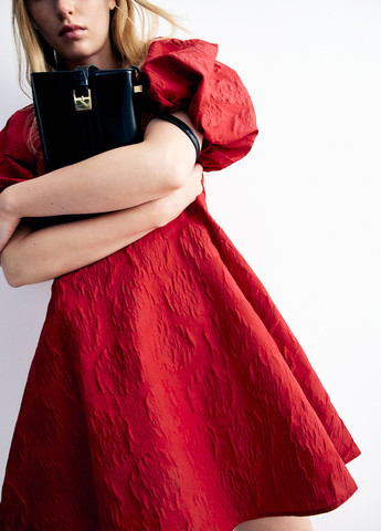 Червона святковий, коктейльна сукня H&M однотонна