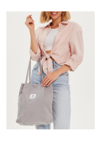 Сумка шоппер Екосумка жіноча з тканини вельветова з довгими ручками Сіра Berni Fashion 59050 (239496798)