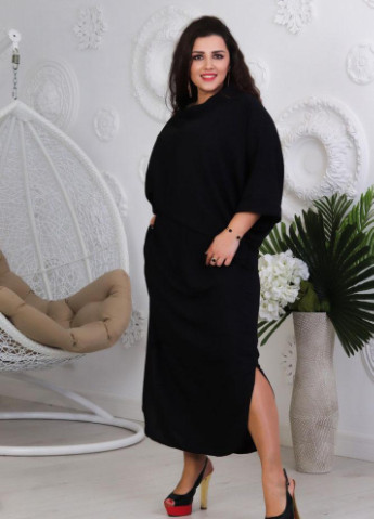 Женский костюм из длинной юбки и свободной кофты черного цвета р.50/52 357704 New Trend (255411680)