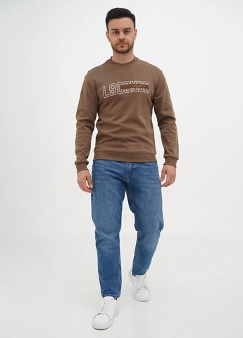 Коричневый свитшот Trend Collection надпись без декора, нашивки (303730796)