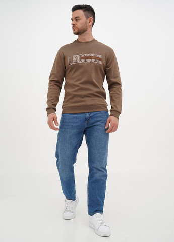 Коричневый свитшот Trend Collection надпись без декора, нашивки (303730796)