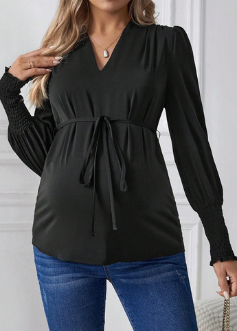 Чорна блуза для вагітних SHEIN