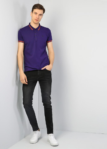 Фиолетовая футболка-поло для мужчин Colin's однотонная