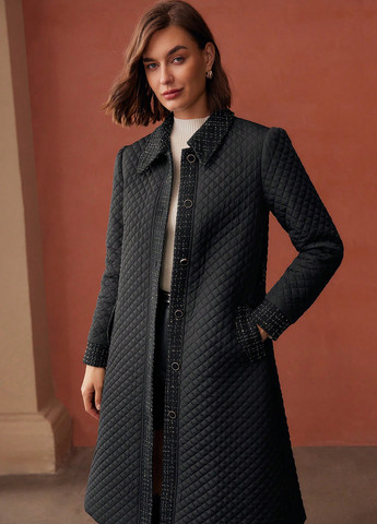 Чорне демісезонне Пальто однобортне SHEIN