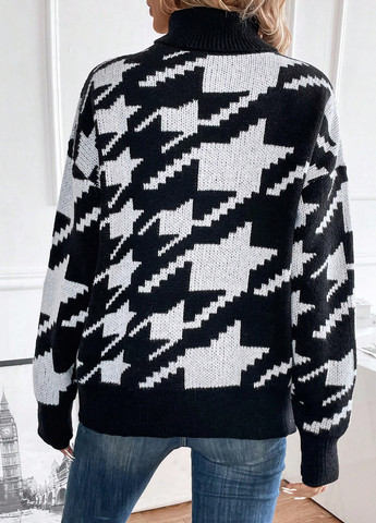 Черно-белый демисезонный свитер SHEIN