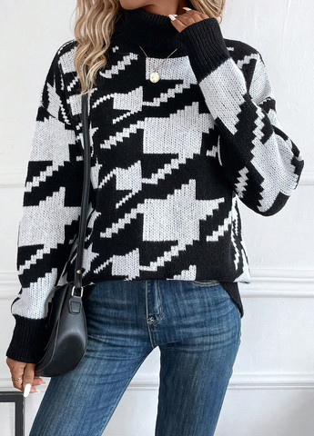 Черно-белый демисезонный свитер SHEIN