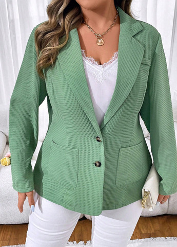 Зеленый женский жакет SHEIN однотонный - демисезонный