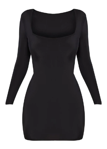Черное кэжуал платье PrettyLittleThing однотонное