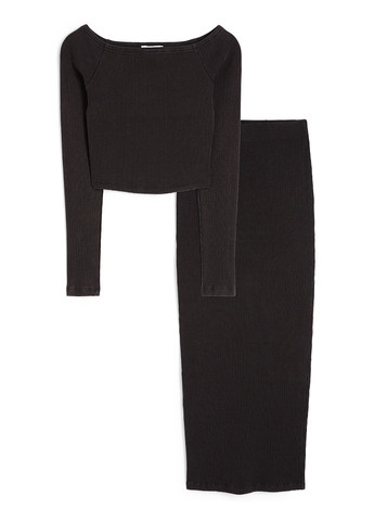 Темно-серый демисезонный комплект (юбка, топ) C&A