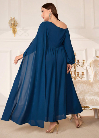 Індиго вечірня сукня сукня-кейп SHEIN однотонна