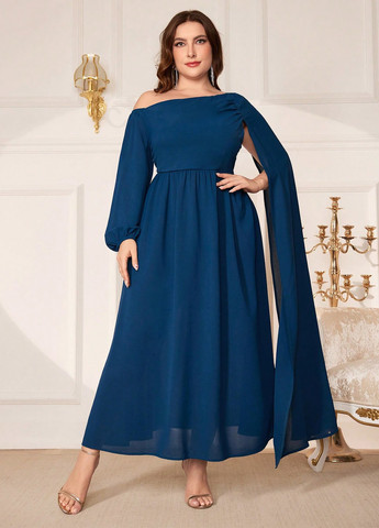 Індиго вечірня сукня сукня-кейп SHEIN однотонна