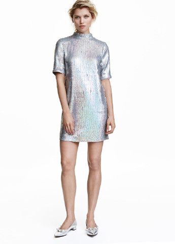 Срібна коктейльна плаття, сукня футляр H&M однотонна