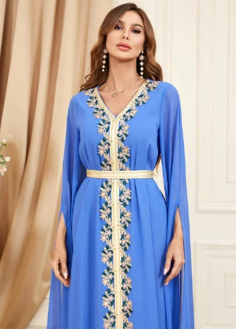 Голубое вечернее платье а-силуэт SHEIN однотонное