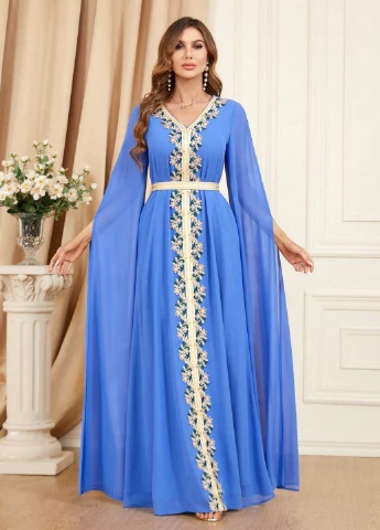 Голубое вечернее платье а-силуэт SHEIN однотонное